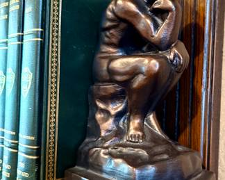 THE THINKER BRONZE BOOKENDS