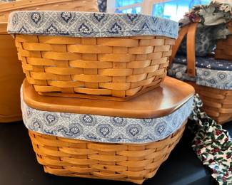 Longaberger basket collection with various liners