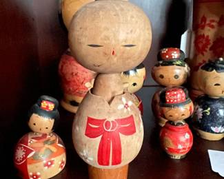 A lovely collection of kokeshi dolls