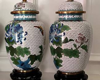 Vintage cloissone ginger jars - matching pair