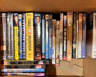 DVDs - classic films, murder mystery, lots of BBC and British tv