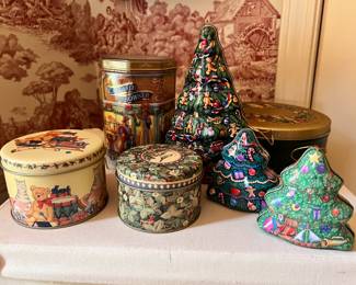 Many vintage and collectible tins