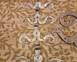 Hand tooled door hinges. Old
