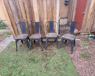 Metal chairs with wooden seats
