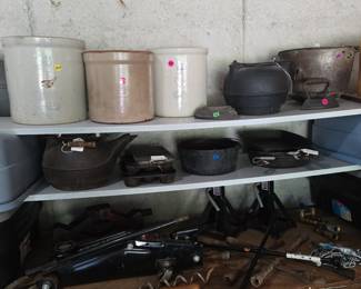 Redwing Crocks, Cast Iron, Misc. Tools (many more tools not pictured)