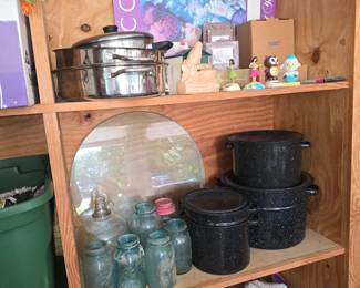 Enamelware/green jars