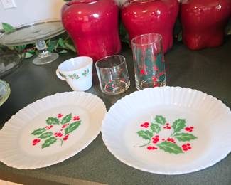 coles up of Vintage Christmas china