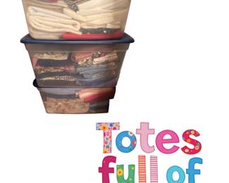 totes full of fabric is now on shelves so you can see all of it better. Sold by the pound!!!! Pick what you want