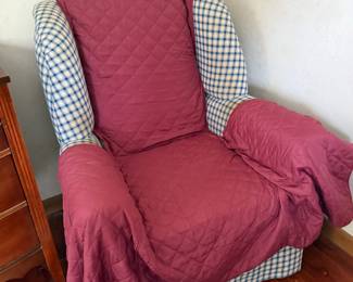 Blue Plaid Sitting Chair