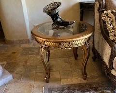 round gold side table