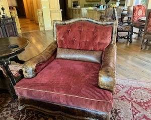 large upholstered leather accented chair