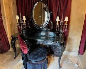 vanity and chair