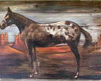Hand Painted Horse on Barn Board