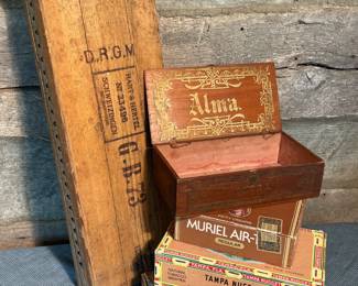 Wooden Cigar Mold & Cigar Boxes