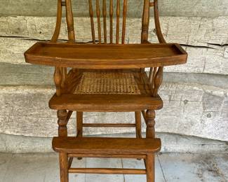 Oak Pressed Back High Chair