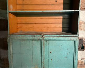 Shelf in Old Blue Paint with Fold Down Desk