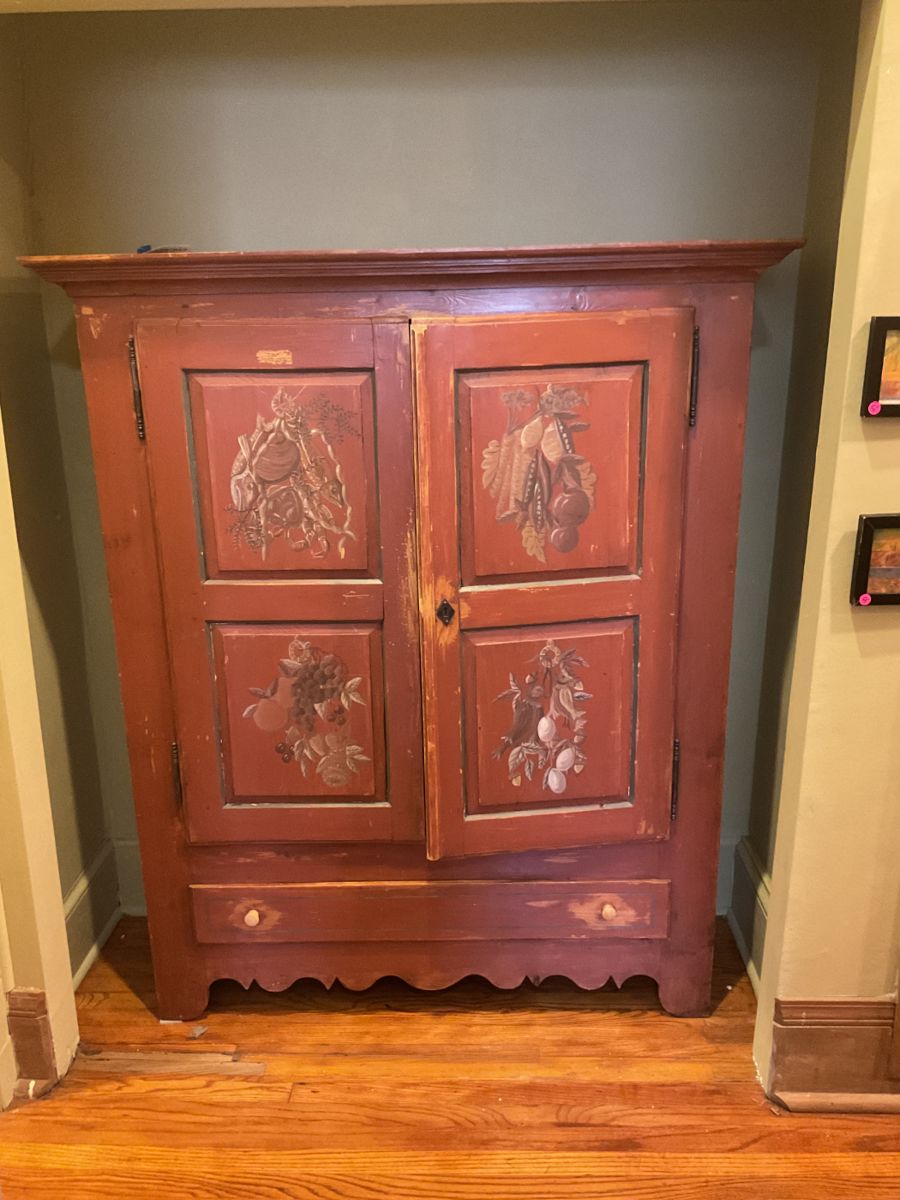 Antique rustic hand-painted cupboard , great for storage