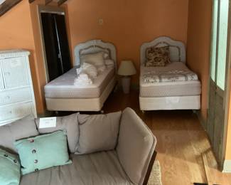 Pair of wicker twin beds