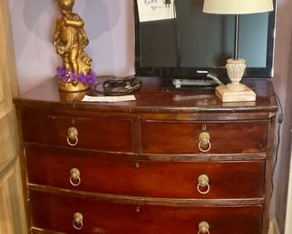 Lamps , tv, antique chest of drawers
