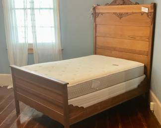 Oak double bed with mattress
