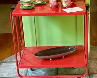 Red folding utility cart