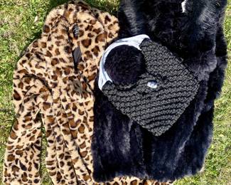 Fuzzy faux leopard and real fur vest