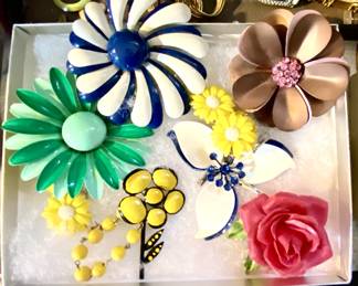 60’s/70’s flower power brooches are great for summer