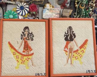 Cross stitch lady pair