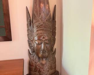 #12 $ 800.00 Wood Balinese Carved Heads 48H X 16W
