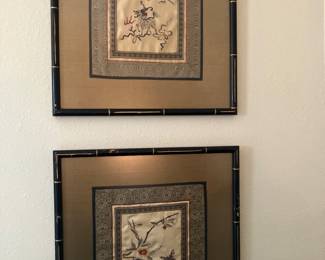 #93 $150.00 Embroidery Chinese silk set of 2 - 20x18