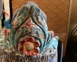 #33 $176.00 Guanyin parade cart head wood carved 16x10x9