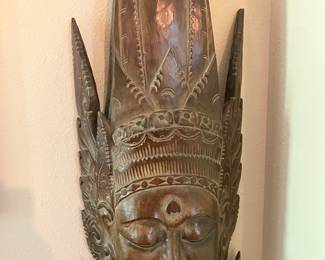 #12 $800.00 Wood Balinese Carved Heads 48H X 16W