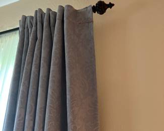 #95 $80.00 each set - Curtains set 85x48 (4 sets) velvetine grey damask.
