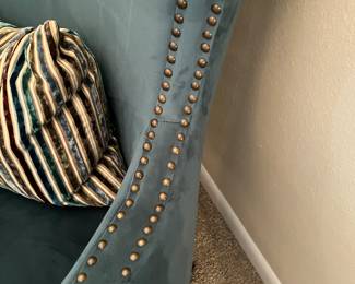 #96 $160.00 Blue and nailhead armchair 39Tx30Wx33D