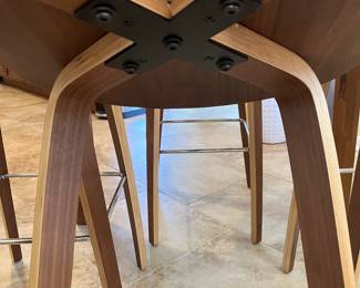 #43 $650.00 Wood table high top 40x40x42 with Norman 4 stools by Interior Icons- Mango wood