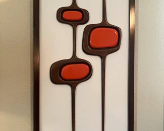 #18 $500.00 or $250 each Modern MCM artwork Turkish artist Retro Modern World (retail $560 each) 39x19 1/2