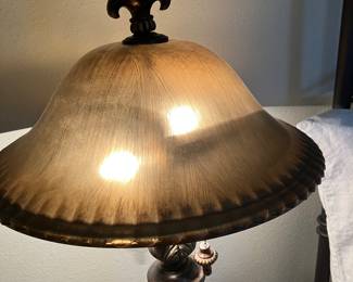 #89 $140.00 Fleur de Lys glass & iron lamps 28x16
