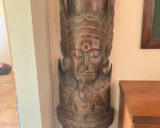 #12 $ 800.00 Wood Balinese Carved Heads 48H X 16W