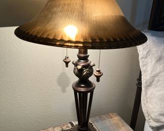 #89 $140.00 Fleur de Lys glass & iron lamps 28x16
