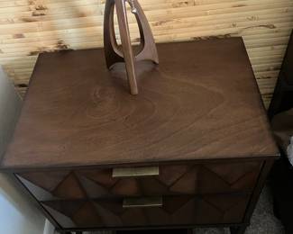 #65 $700.00 Queen size Sculpura style bed headboard 68Hx with 2 night stand 28x24x16 with mattress firm to medium "Origines" by Alpine