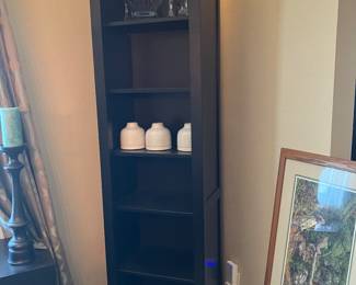 #38 $100.00 for both or 50.00each Open shelves bookcase Black (2) 78H