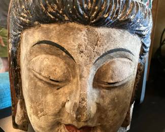 #33 $176.00 Guanyin parade cart head wood carved 16x10x9