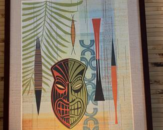 #70 $180.00 set of 2 MCM style Hawaian art Retro centric home 24x13