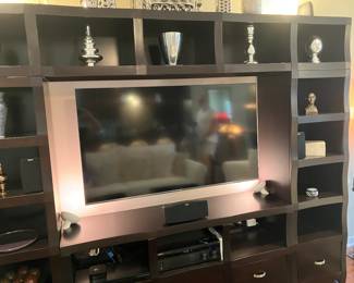 #456 $600.00 Entertainment Center dark brown 78Tx 99Lx 16D