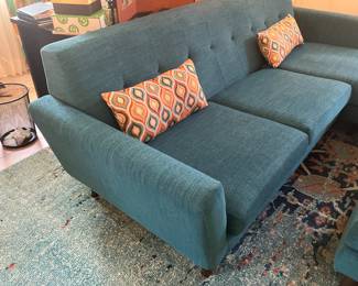 #9 $1,000.00 Joybird Hughes sofa turquoise 96Lx32Hx47Chaise/36D - BUY ALL 4 pieces for $1500