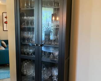 #39 $150.00 Glass china cabinet with glass doors 78x36x14 (1) IKEA Billy