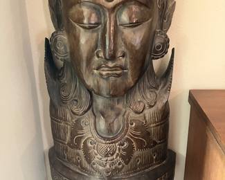 #12 $800.00 Wood Balinese Carved Heads 48H X 16W