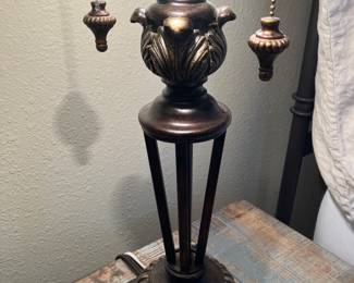 #89 $140.00 Fleur de Lys glass & iron lamps 28x16