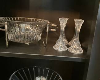 #131 - Mikasa Park Lane pattern - 189 pieces - BUY ALL for $1,500 -Hock wine (8), Red Wine (16), White wine (22), Ice water (19), Old fashion (16), Tumblers (7), Martini glasses (8), Digestive (8), Beer steins (8), Irish Coffee mugs (8), Champagne flutes (16), Sherbet Champagne (8), Bud vases (8), Coffee cups with handles (8), Candy dishes (4), Gravy bowl (2), Gravy bowl (2),Compote (8), Water pitcher, Candlesticks 2 tall / 4 smalls, Round veggie/slalad/fruit bowls (2), Trifle bowl (1), Champagne bucket (1) ice bucket (1), Decorative sea shell bowl (1)