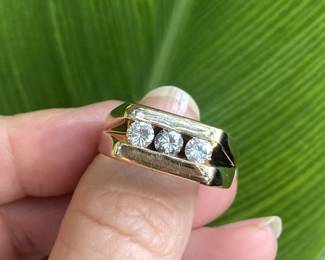 #A - $1450 - 0.96 ctw men ring stamped 14kt. 9.3 grams Size 12